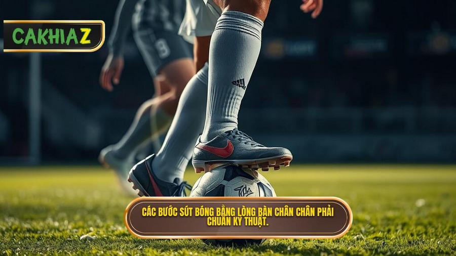 Phân tích chi tiết các bước thực hiện kỹ thuật sút bóng bằng lòng bàn chân phải